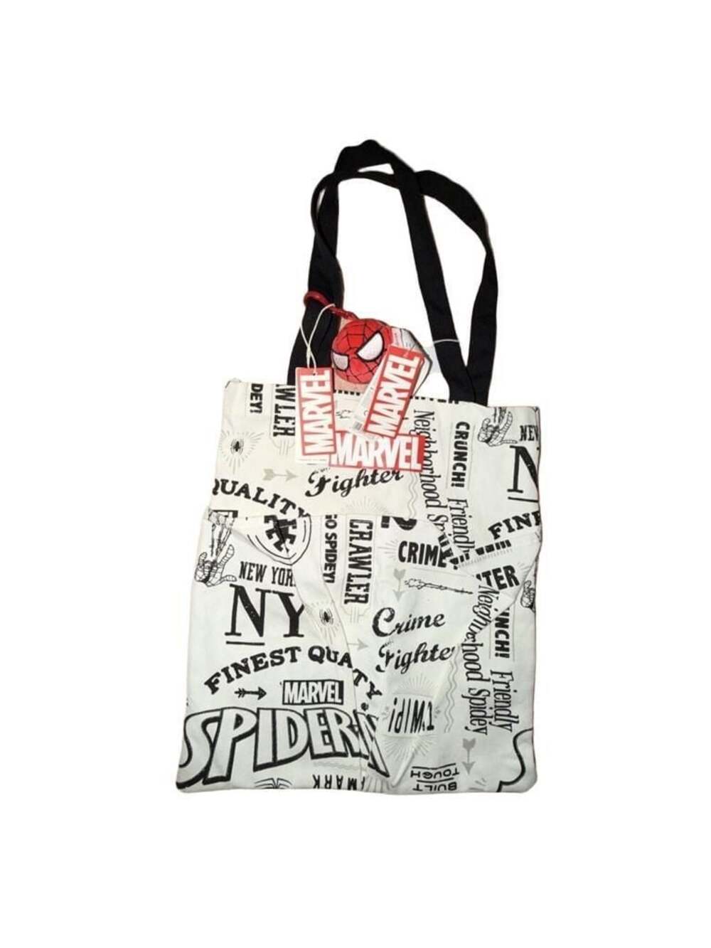 Miniso Marvel Spider-Man Tote Bag & Plush Charm - NWT Bundle